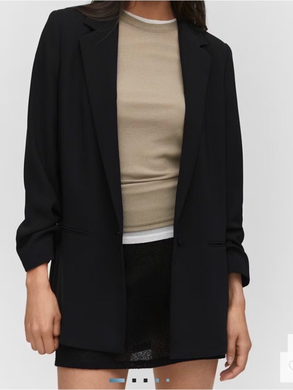 Mango black Jacket with gathered sleeves blazer